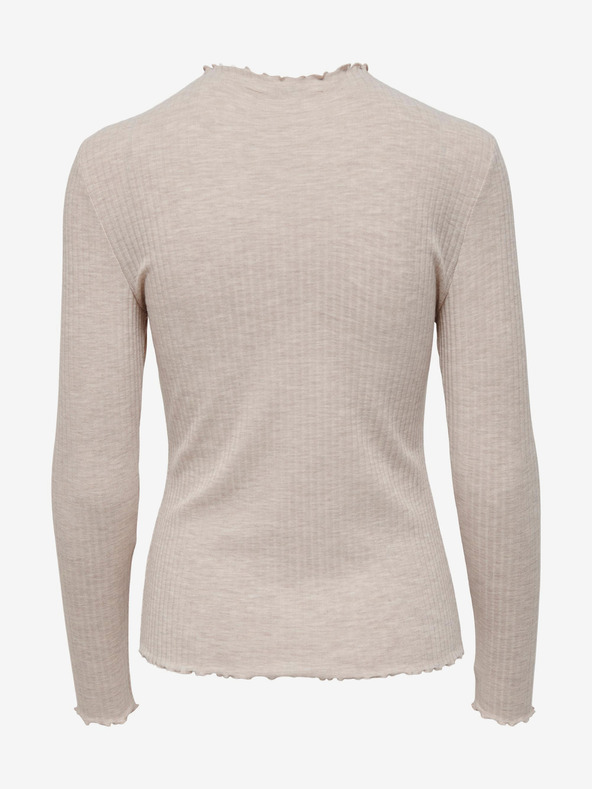 ONLY Beigefarbenes geripptes ONLY Emma T-Shirt für Damen