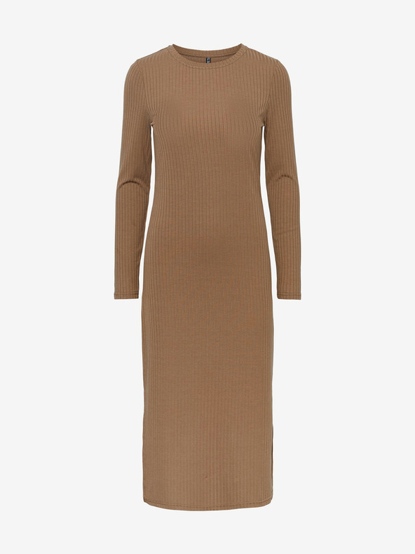 Pieces Pieces Kylie Hellbrauner gerippter Pullover midi