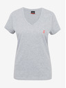 Sam 73 Hellgraues gestreiftes Damen-T-Shirt SAM 73 Lumiel