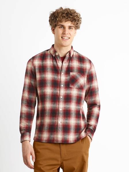 Celio Rotes Herrenhemd Celio Camulto kariert