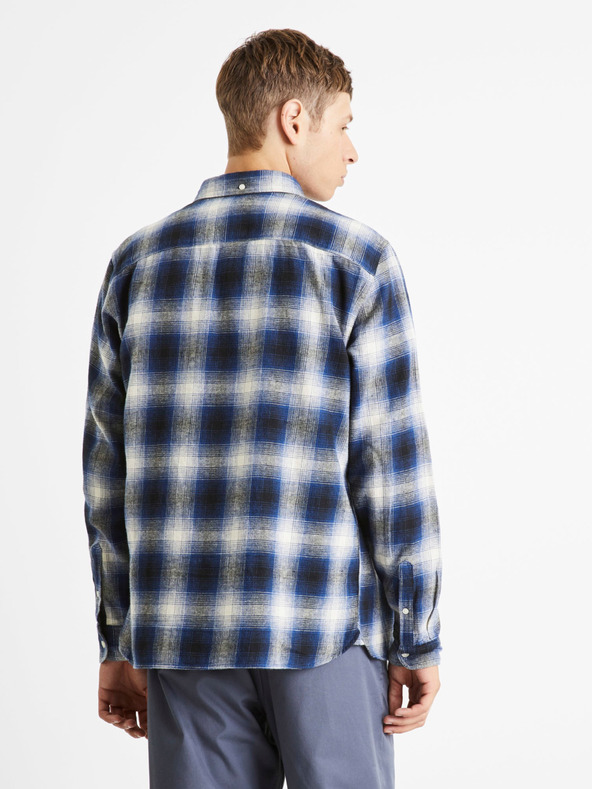 Celio Blaues Herrenhemd Celio Camulto kariert