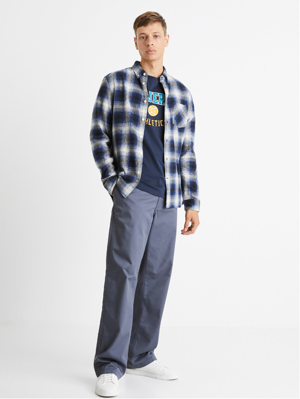 Celio Blaues Herrenhemd Celio Camulto kariert