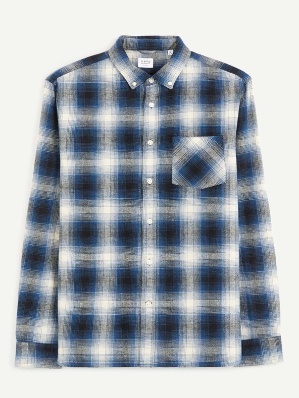 Celio Blaues Herrenhemd Celio Camulto kariert