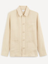 Celio Beigefarbenes Leinenüberhemd Celio Baston