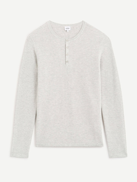 Celio Hellgrauer leichter Herren Pullover mit Knopfleiste Celio Cehenpik