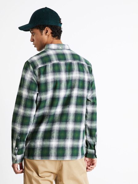 Celio Grau-grün kariertes Flanellhemd für Herren Celio Camulto