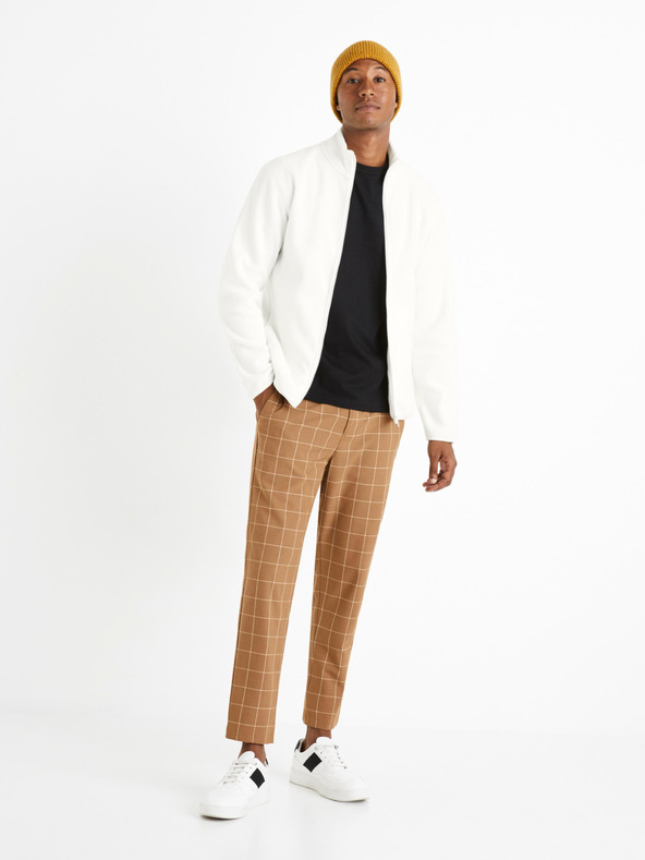 Celio Weißer Herren-Fleece-Kapuzenpullover Celio Cepolaire