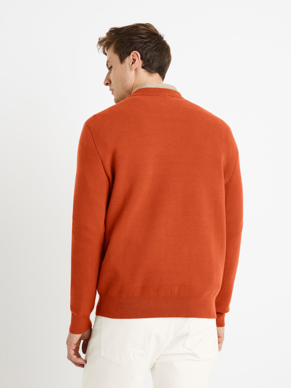 Celio Ziegelfarbener Herren-Basic-Pullover Celio Beclo