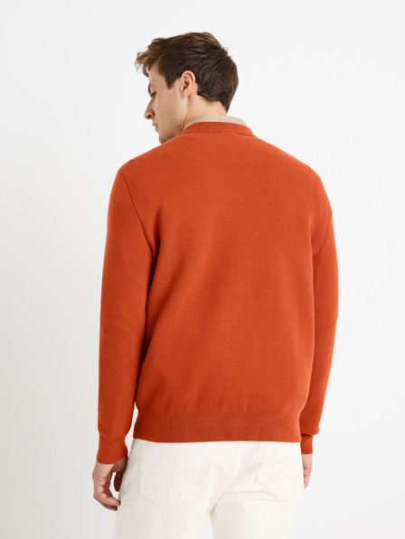Celio Ziegelfarbener Herren-Basic-Pullover Celio Beclo