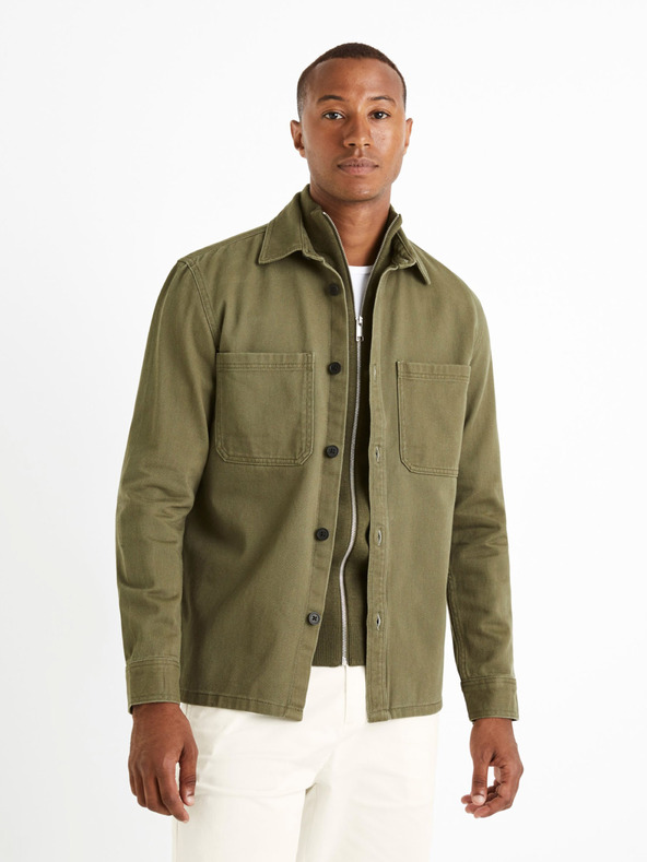 Celio Khakifarbenes Herrenhemd Celio Camone Oberbekleidung