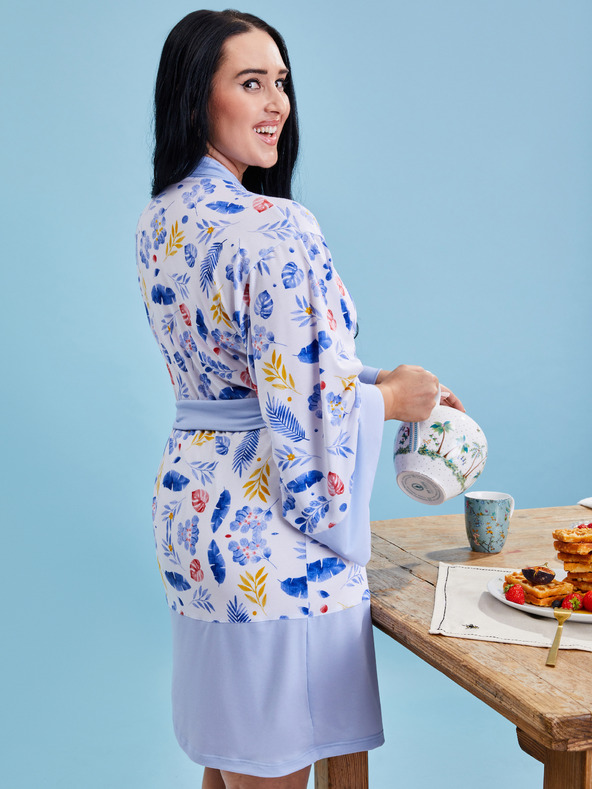 ZOOT.collab Blauer geblümter Morgenmantel für Damen von BESKY by ZOOT Collection