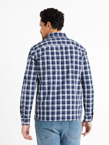 Celio Blau kariertes Herrenhemd Celio Canew