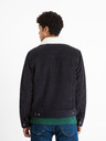 Celio Dunkelblaue Herren-Cordjacke mit Fell Celio Cunewjoe