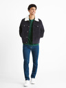 Celio Dunkelblaue Herren-Cordjacke mit Fell Celio Cunewjoe