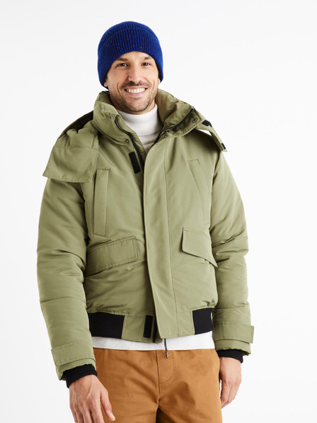 Celio Khakifarbene Herren-Kapuzenjacke Celio Cuchunky
