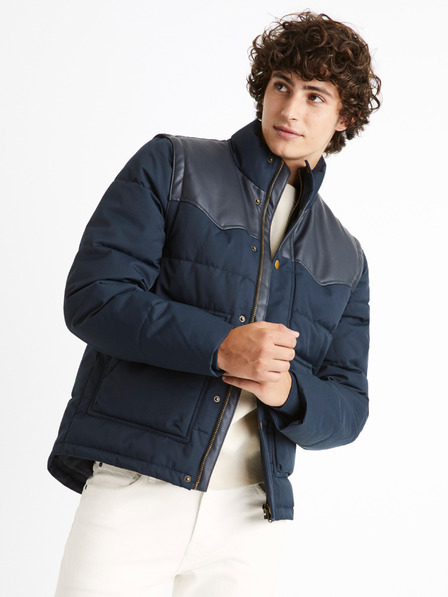 Celio Dunkelblaue Herren-Steppwinterjacke mit abnehmbaren Ärmeln Celio Cumountain