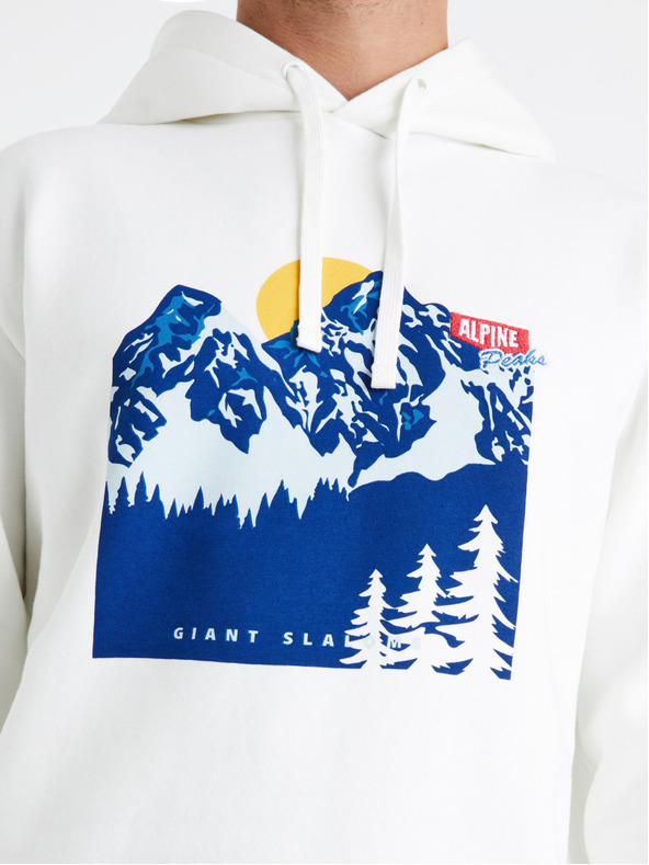 Celio Weißer Herren-Kapuzenpullover Celio Ceslalom