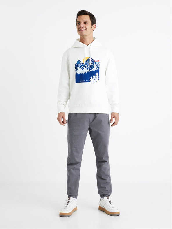 Celio Weißer Herren-Kapuzenpullover Celio Ceslalom