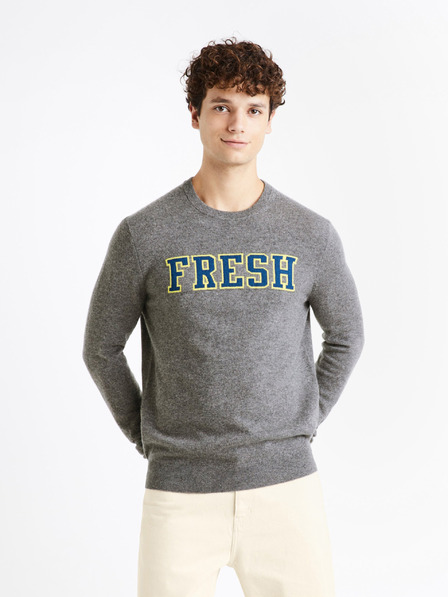 Celio Grauer Herrenpullover aus Merinowolle Celio Cenormal