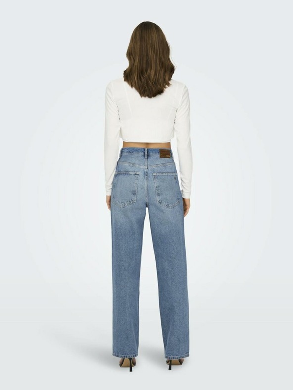 ONLY Blaue Damenjeans mit weitem Bein ONLY Dean