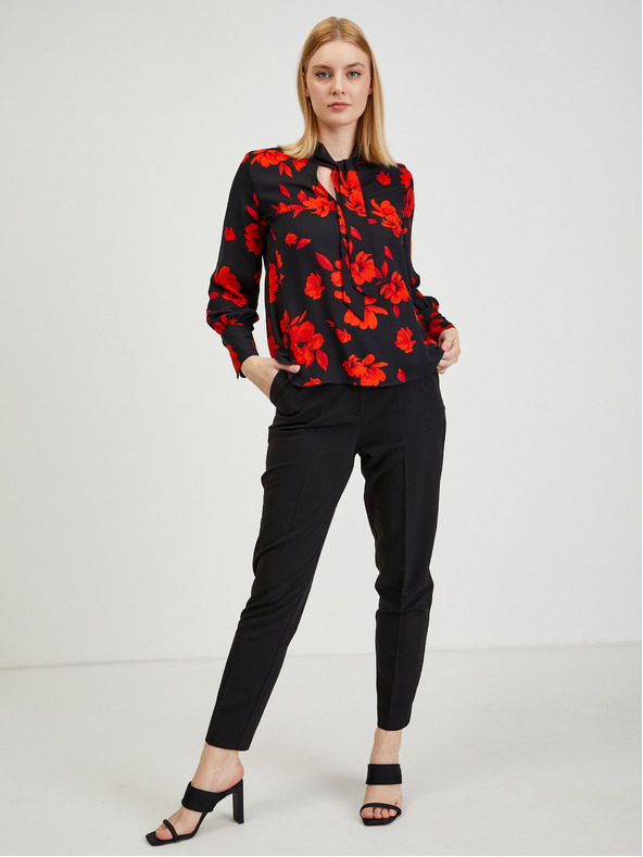 Orsay Rote und schwarze geblümte Bluse ORSAY
