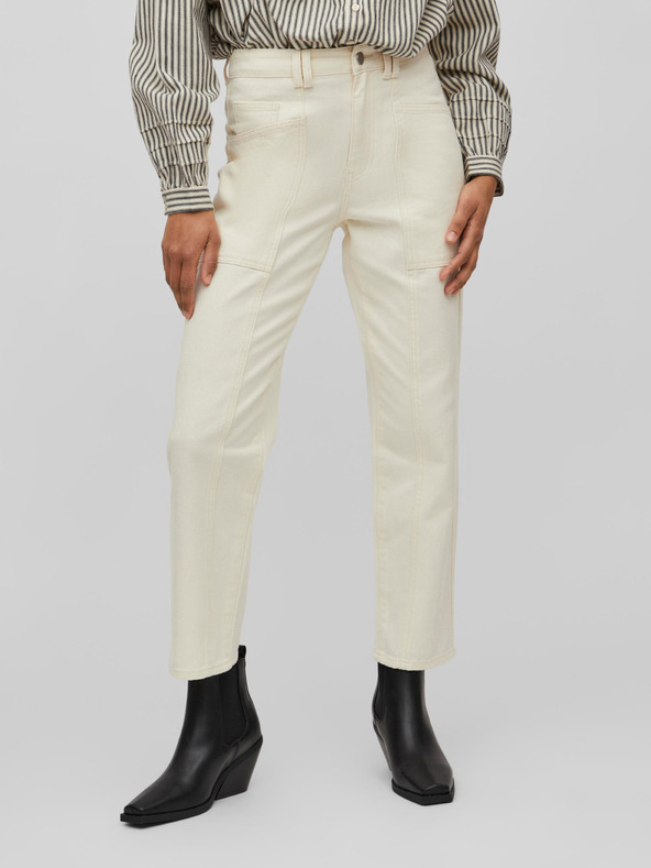 Vila Cremefarbene Damenjeans mit geradem Schnitt VILA Orys