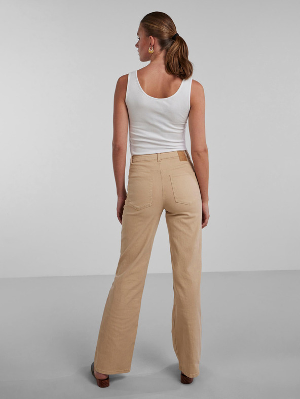 Pieces Beige Damenjeans mit weitem Bein Pieces Peggy