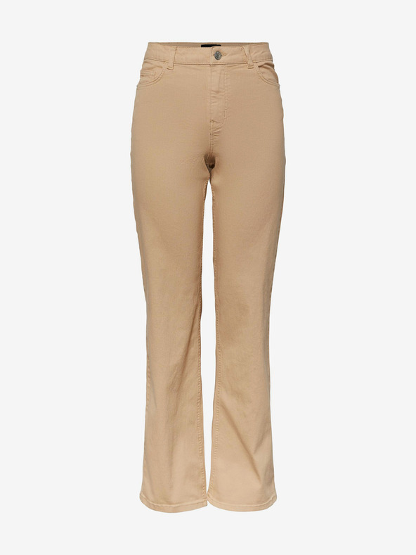 Pieces Beige Damenjeans mit weitem Bein Pieces Peggy