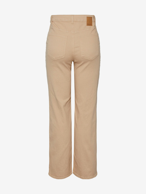 Pieces Beige Damenjeans mit weitem Bein Pieces Peggy