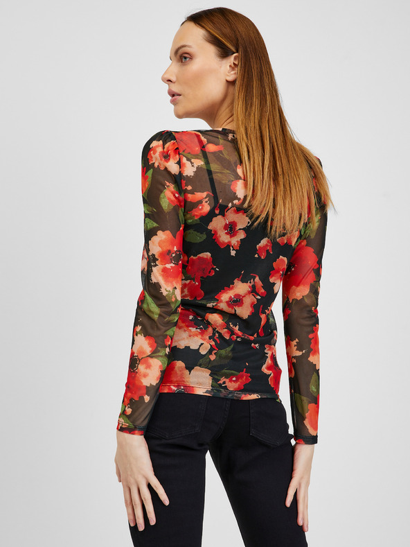 Orsay Rot-schwarzes Damen T-Shirt mit Blumenmuster ORSAY