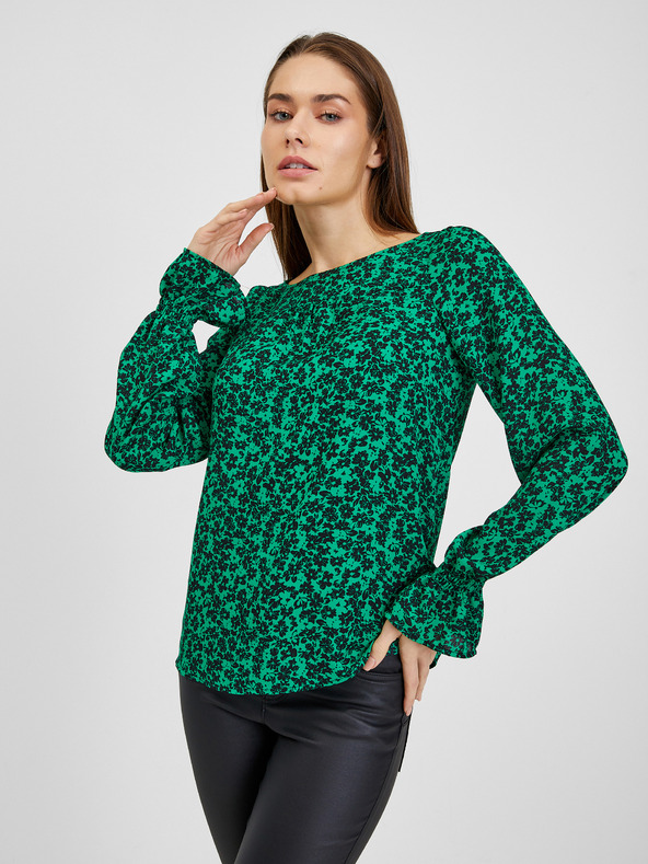 Orsay Schwarz-grüne geblümte Bluse ORSAY