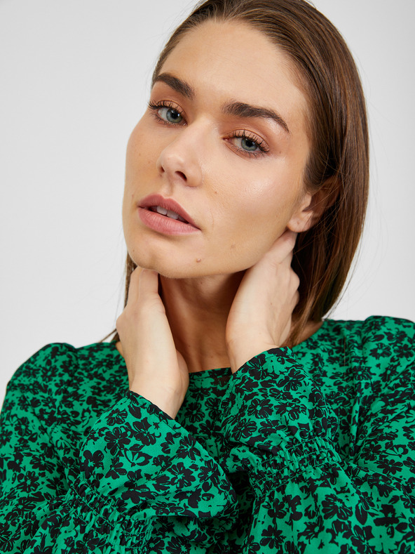 Orsay Schwarz-grüne geblümte Bluse ORSAY