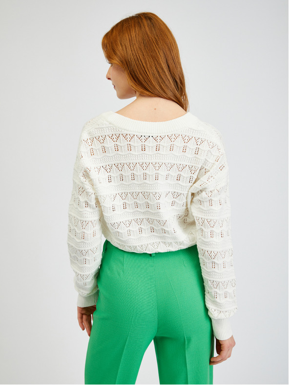 Orsay Cremefarbene gemusterte Damen-Strickjacke ORSAY