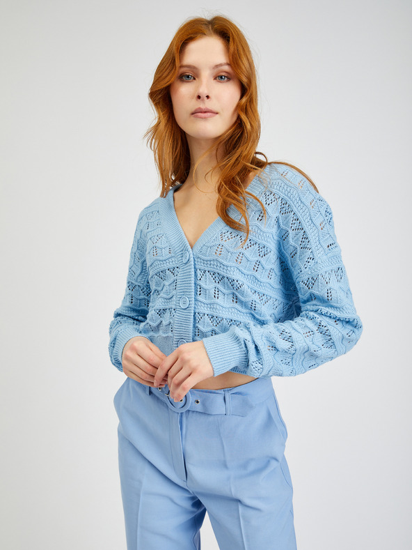 Orsay Hellblaue gemusterte Damen Strickjacke ORSAY