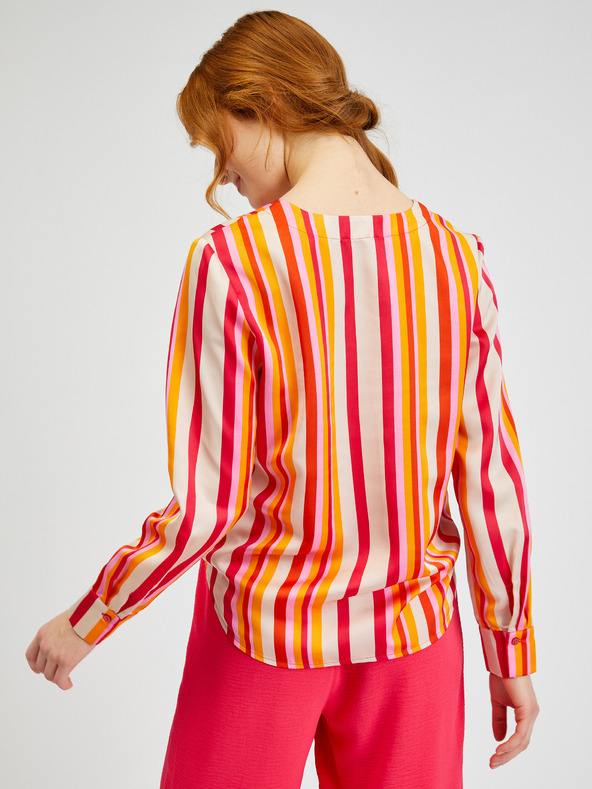 Orsay Rosa und orange gestreifte Damen-Satinbluse ORSAY