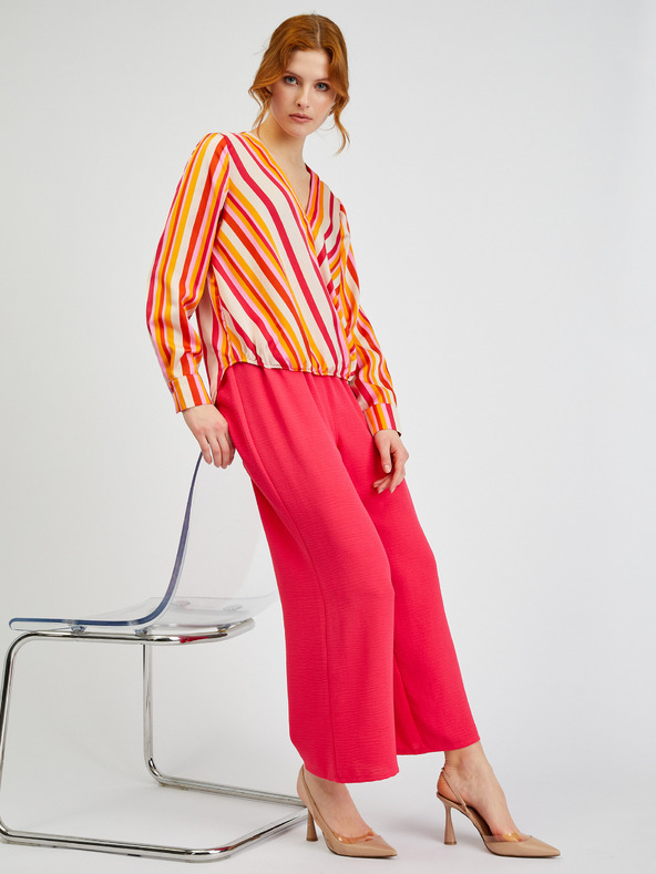 Orsay Rosa und orange gestreifte Damen-Satinbluse ORSAY