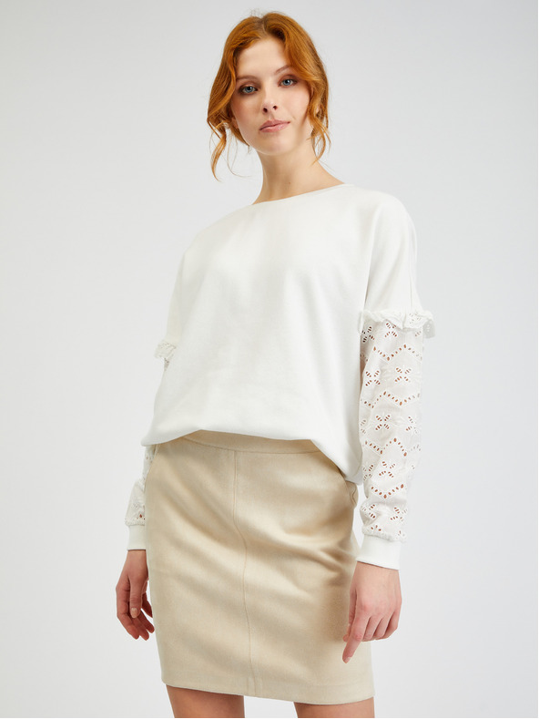 Orsay Beigefarbener Damenrock Wildleder ORSAY