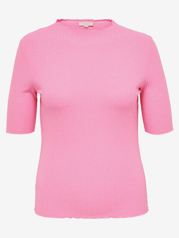 ONLY CARMAKOMA Rosa Geripptes Damen-T-Shirt ONLY CARMAKOMA Ally