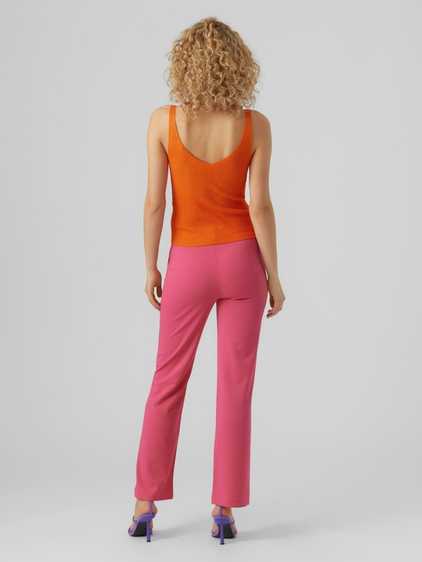 Vero Moda Orangefarbenes geripptes Damen-Basic-Tank-Top VERO MODA Glory