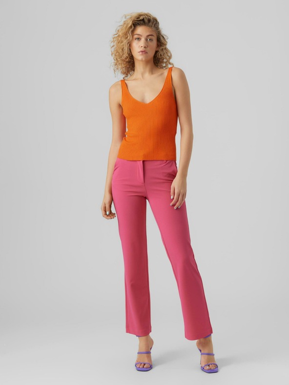 Vero Moda Orangefarbenes geripptes Damen-Basic-Tank-Top VERO MODA Glory