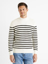 Celio Schwarz-weiß gestreifter Herrenpullover Celio Denerio