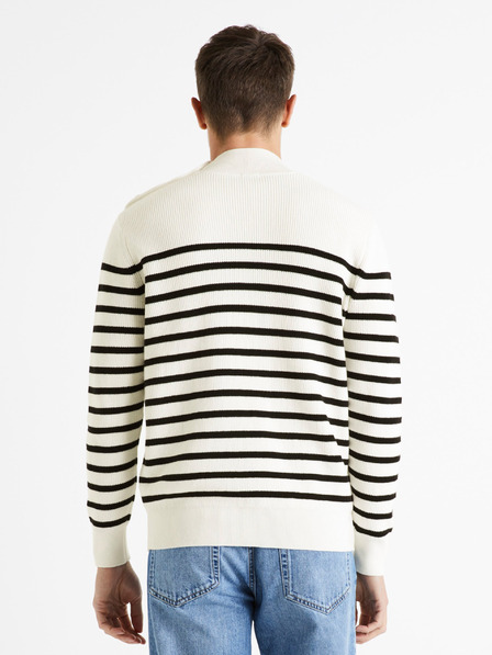 Celio Schwarz-weiß gestreifter Herrenpullover Celio Denerio
