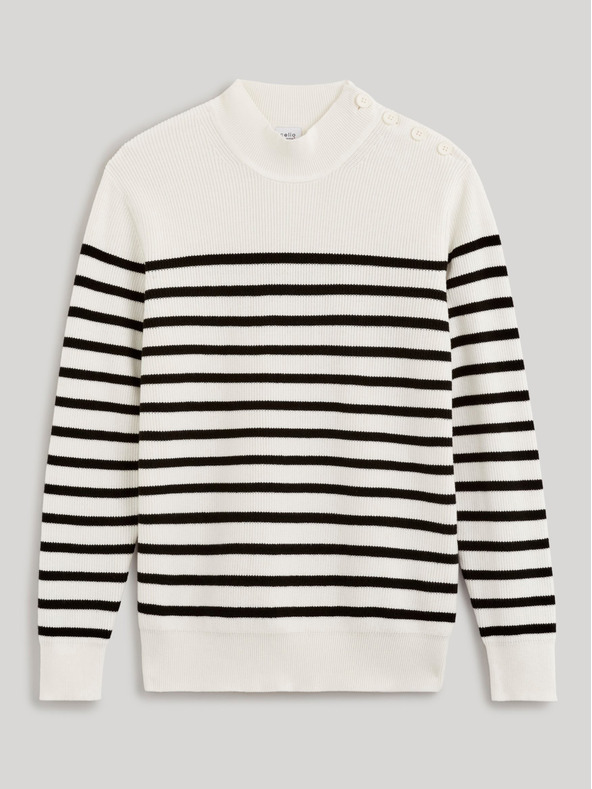 Celio Schwarz-weiß gestreifter Herrenpullover Celio Denerio