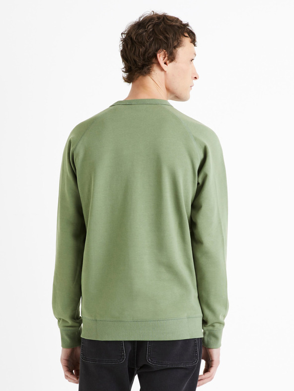 Celio Grünes Herren-Basic-Sweatshirt aus Baumwolle Celio Debiais
