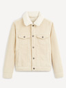 Celio Beige Herren-Kunstpelz-Cordjacke Celio Cunewjoe