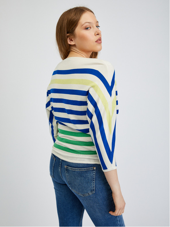 Orsay Blau- und cremefarbener gestreifter Damenpullover ORSAY