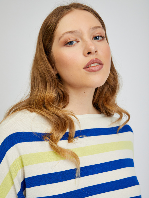 Orsay Blau- und cremefarbener gestreifter Damenpullover ORSAY