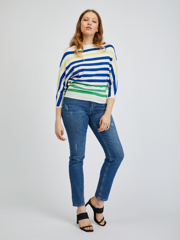 Orsay Blau- und cremefarbener gestreifter Damenpullover ORSAY