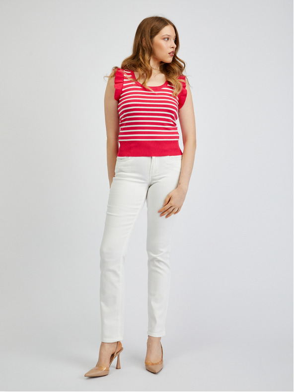 Orsay Weiß und rosa gestreiftes Damenhemd ORSAY