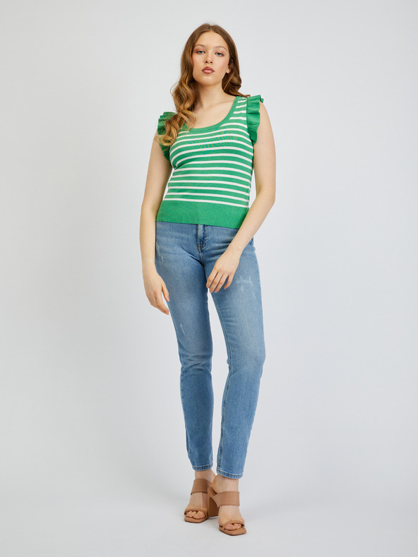 Orsay Weiß-grün gestreiftes Damen-T-Shirt ORSAY